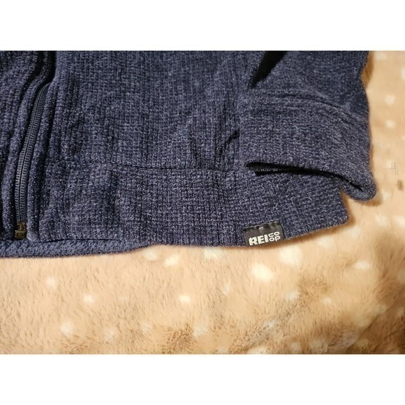 REI Co-op Womens Small FLeece Jacket Heather Slate Gray Mock Neck Full Zip - Picture 3 of 9